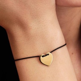 Bracciale Regolabile Cordino Nero con Cuore da Incidere Pandora 564420C01-2 [618fccd5]