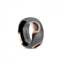 Anello Damiani D.Icon Nero Oro rosa [8ad9b6a5]