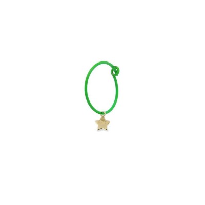 Mono Orecchino Rue des mille a cerchio con stella oro giallo 18 kt e vernice verde fluo 18K-ORV 07 [0d25d4e7]