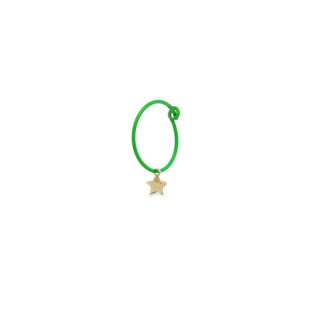 Mono Orecchino Rue des mille a cerchio con stella oro giallo 18 kt e vernice verde fluo 18K-ORV 07 [0d25d4e7]