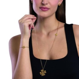 Collana con quadrifoglio dorato e cristallo Kidult [97fcfb81]