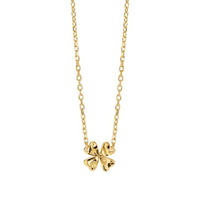 Girocollo con quadrifoglio martellato in acciaio dorato Kidult [10502380]