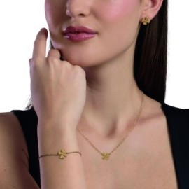 Orecchini quadrifoglio in acciaio dorato Kidult [f7196453]