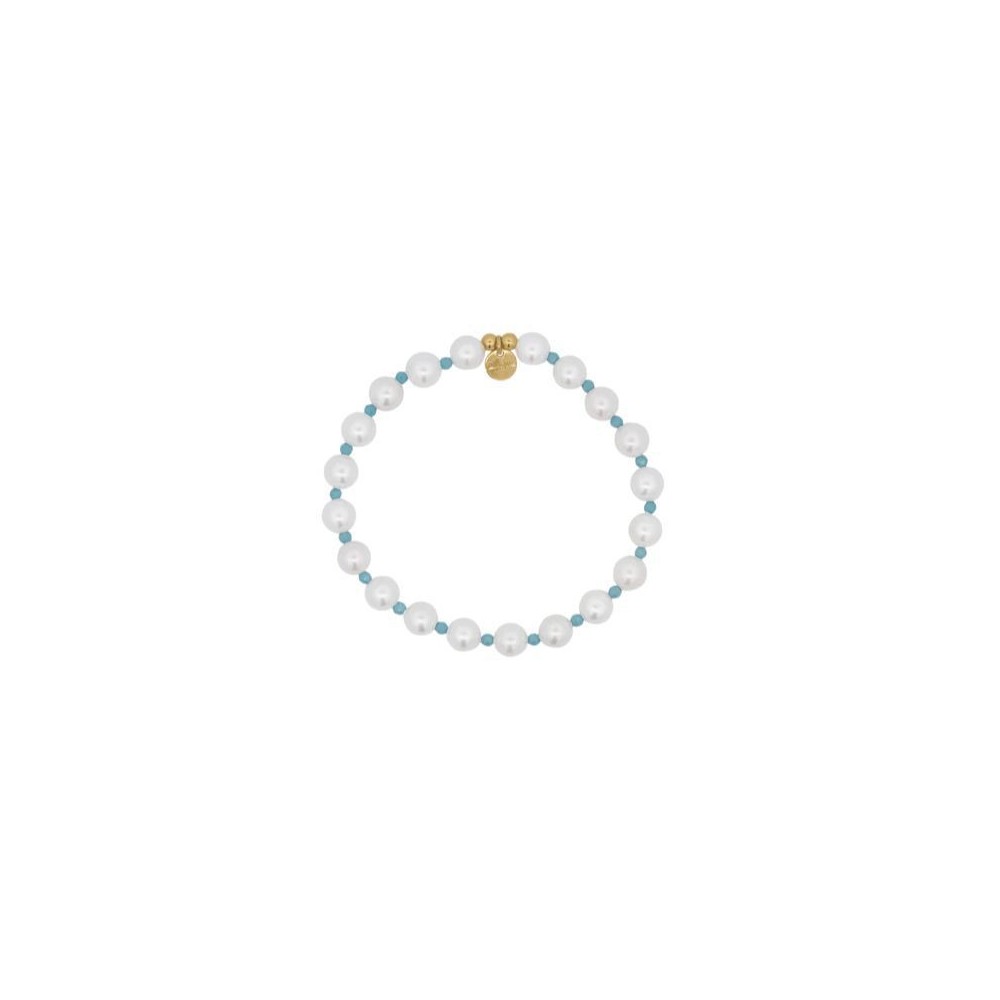 Bracciale Perla e zirconi milky turchesi Rue Des Mille CB-LBR 07 C5 [feed6543]