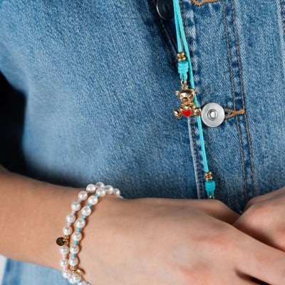 Bracciale Perla e zirconi milky turchesi Rue Des Mille CB-LBR 07 C5 [27cb264e]