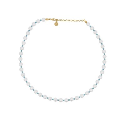 Girocollo Perla e zirconi milky turchesi Rue Des Mille [d4627349]