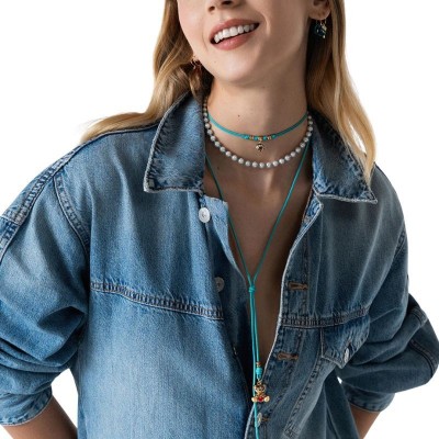 Girocollo Perla e zirconi milky turchesi Rue Des Mille [0d443044]