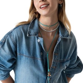 Girocollo Perla e zirconi milky turchesi Rue Des Mille [d4627349]