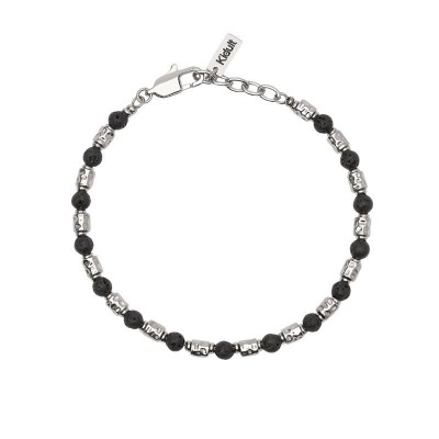 Bracciale uomo acciaio con cubetti martellati e pietra Kidult [625036e7]
