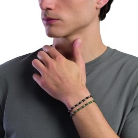 Bracciale uomo acciaio con cubetti martellati e pietra Kidult [bb7675ea]