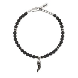 Bracciale uomo in acciaio con pietra lavica e cornetto Kidult [eba55fe5]