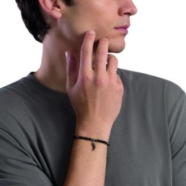 Bracciale uomo in acciaio con pietra lavica e cornetto Kidult [eba55fe5]