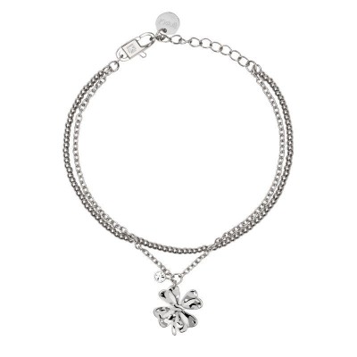 Bracciale a catene con quadrifoglio e cristallo Kidult [4ed4e13d]