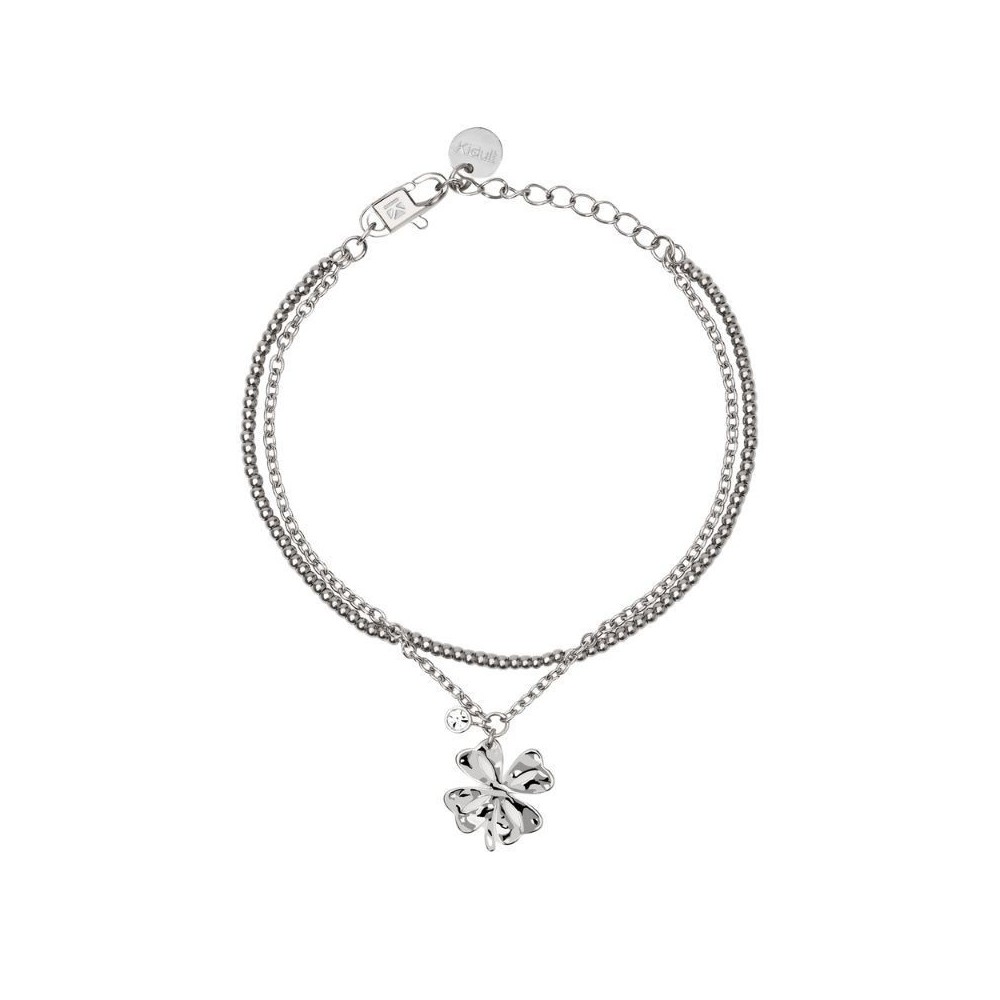 Bracciale a catene con quadrifoglio e cristallo Kidult [4ed4e13d]