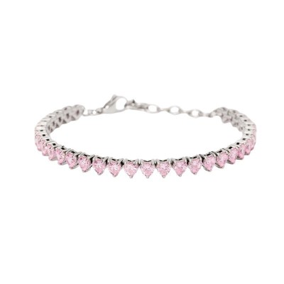 Bracciale tennis cuore con zirconi rosa Kidult [5c3f3239]