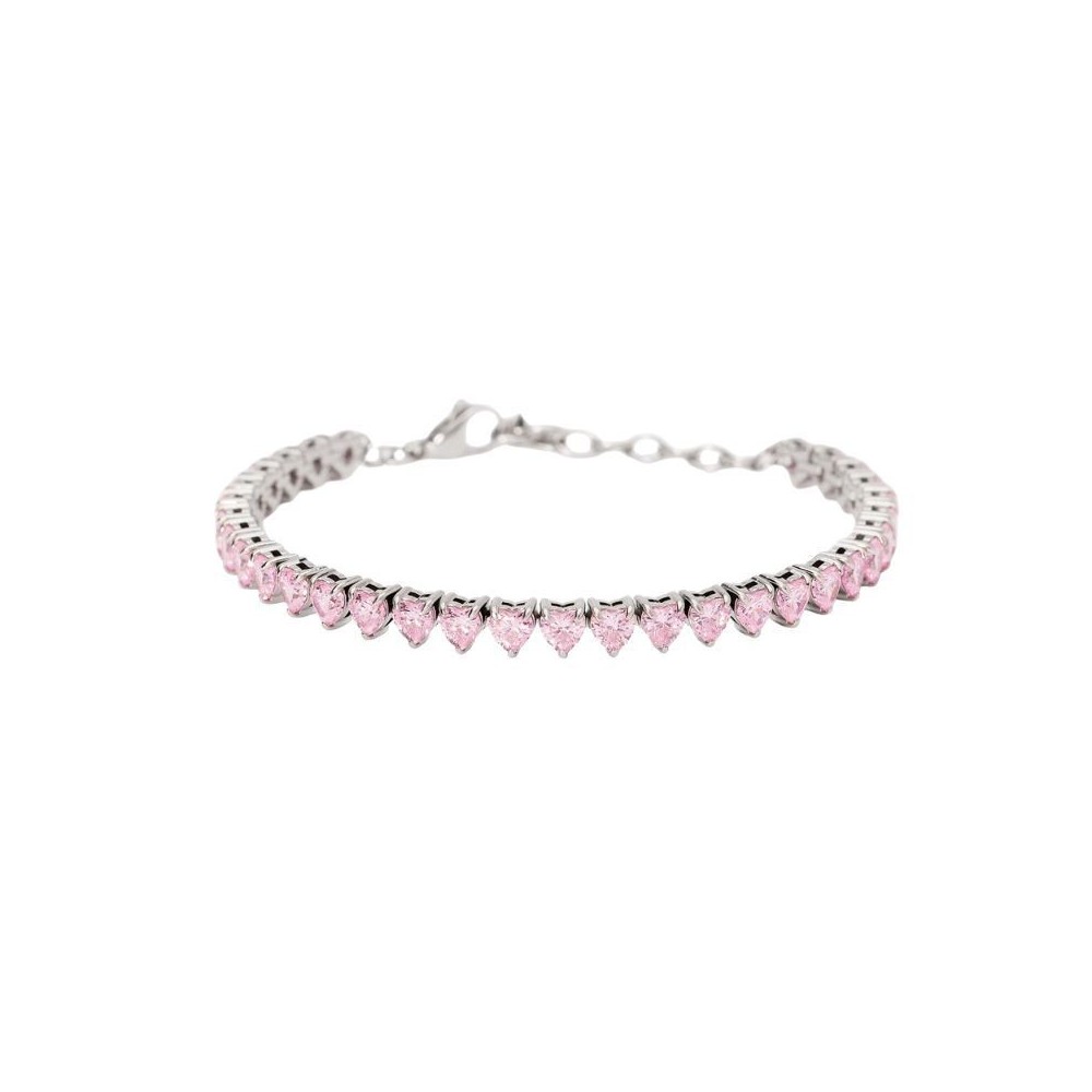 Bracciale tennis cuore con zirconi rosa Kidult [5c3f3239]