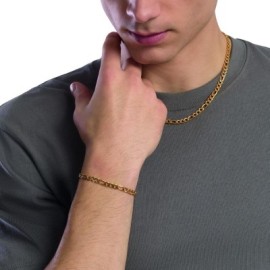 Bracciale uomo in acciaio dorato con catena figaro Kidult [70bbe5e3]