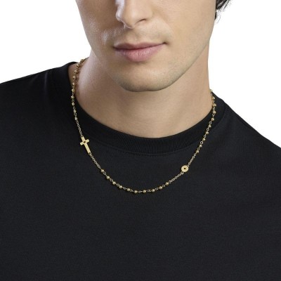 Collana in acciaio dorato con croce Kidult [9e09cb1b]