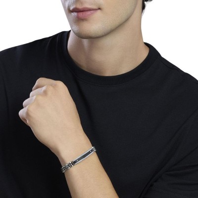 Bracciale uomo in acciaio con gunmetal e piastra Kidult [22413b06]