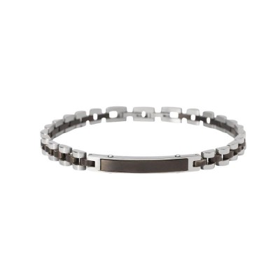 Bracciale uomo in acciaio con gunmetal e piastrina Kidult [7ccba00a]