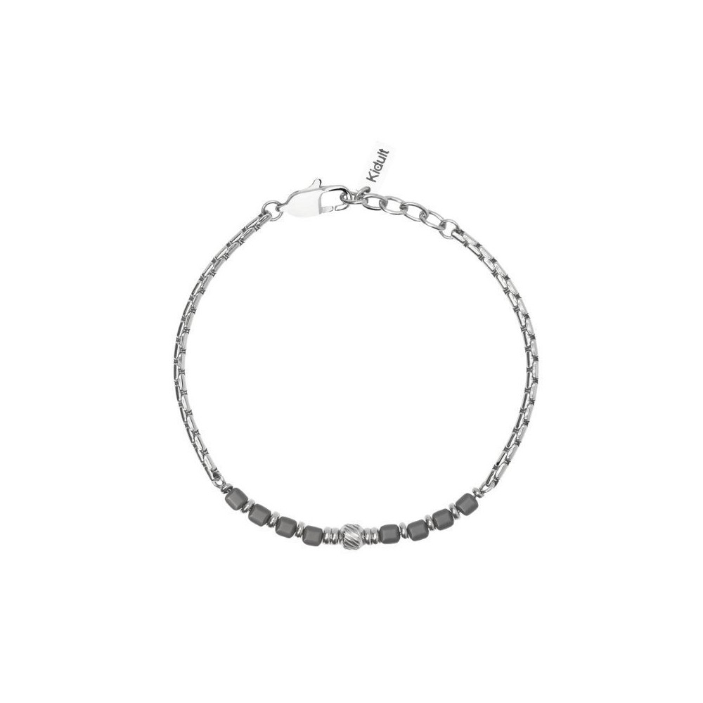 Bracciale in acciaio ed ematite Kidult [cd5a0c06]