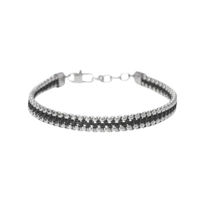 Bacciale uomo con catene veneziane in acciaio e pelle Kidult [504f77d0]