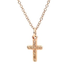 CIONDOLO CROCE ORO ROSA E DIAMANTI [e89a8bbd]