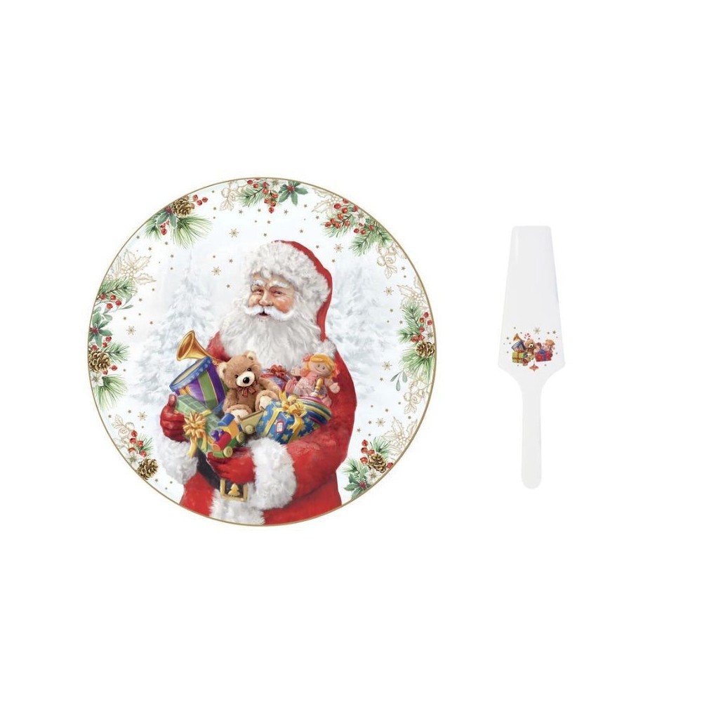 Piatto Torta con Paletta Santa Is Coming [d09234c4]