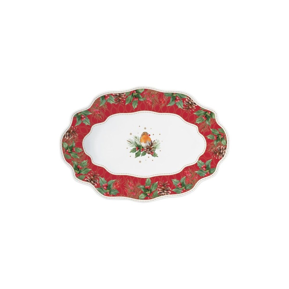 Piatto ovale pettirosso CHRISTMAS BERRIES [2b347710]