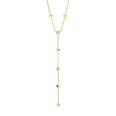 Collana placcata oro giallo con pendente di cuori e cristalli [577b5d66]