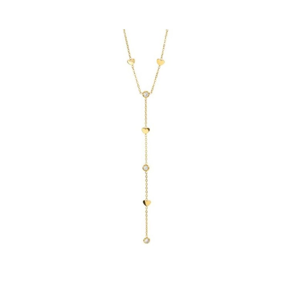 Collana placcata oro giallo con pendente di cuori e cristalli [577b5d66]