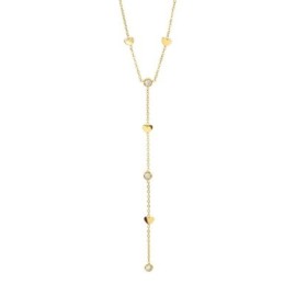 Collana placcata oro giallo con pendente di cuori e cristalli [577b5d66]