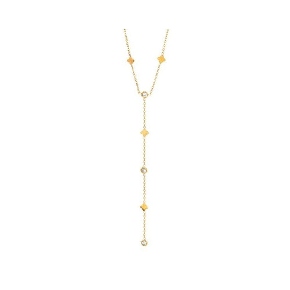 Collana placcata oro giallo con pendente di fioire e cristalli [7df44b6c]