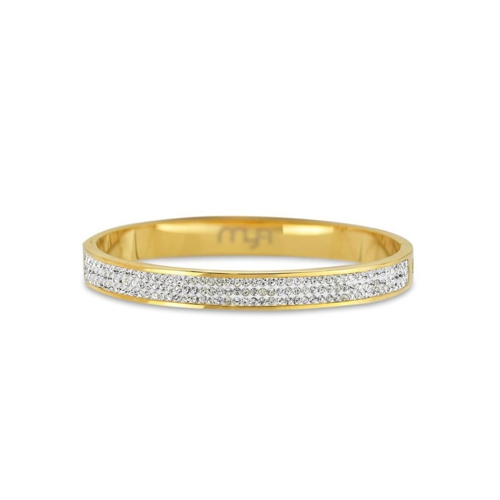 Bracciale Rigido Placcato Oro Giallo Con Strass [ad038f85]