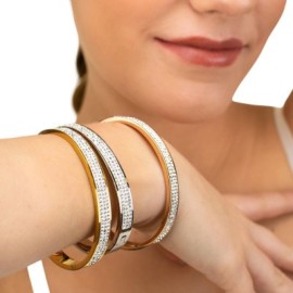 Bracciale Rigido Placcato Oro Giallo Con Strass [7425cc88]