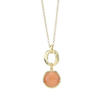 Collana Placcata Oro Giallo Con Cristallo Pendente [248f5248]