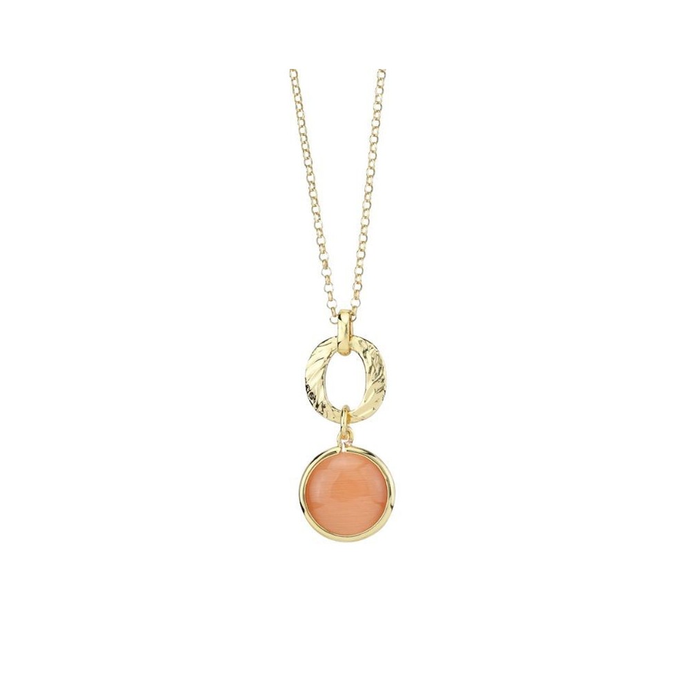 Collana Placcata Oro Giallo Con Cristallo Pendente [248f5248]