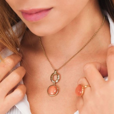 Collana Placcata Oro Giallo Con Cristallo Pendente [fda91145]