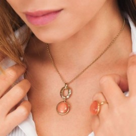 Collana Placcata Oro Giallo Con Cristallo Pendente [fda91145]