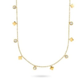 Collana placcata oro giallo con fiori e cristalli [0cb36aa7]