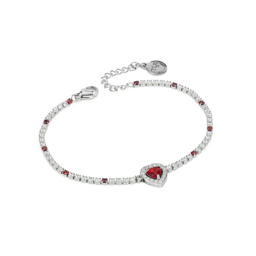 Bracciale con cuore di strass bianchi e rossi e zircone rosso [154dfddc]