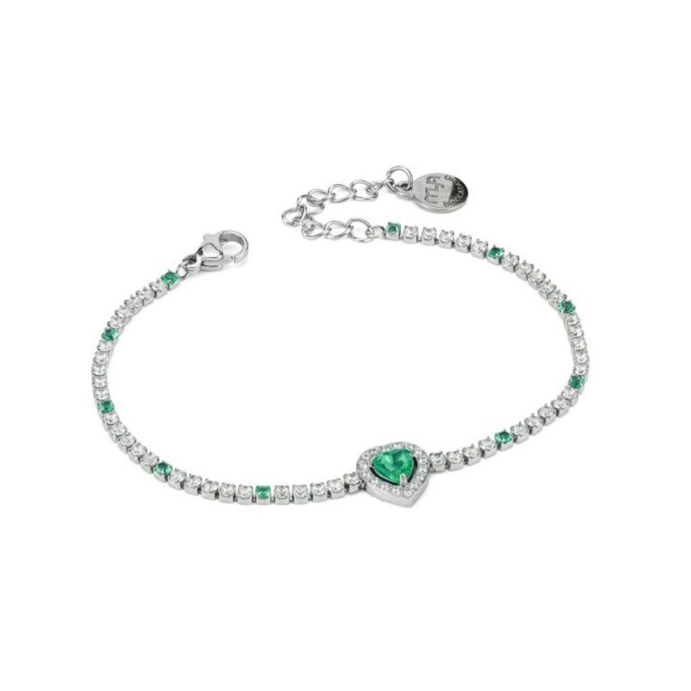 Bracciale con cuore di strass bianchi e green e zircone green [07a62ed8]