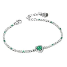 Bracciale con cuore di strass bianchi e green e zircone green [07a62ed8]