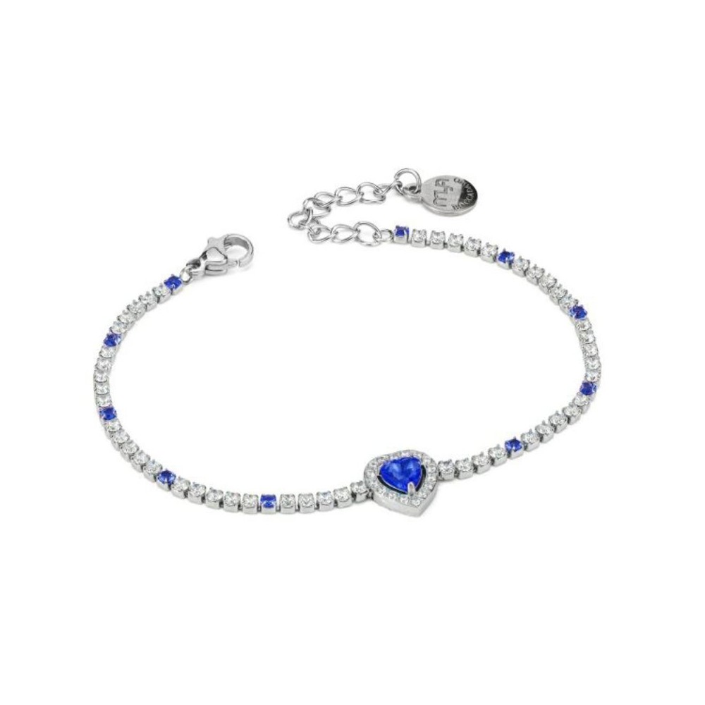 Bracciale con cuore di strass bianchi e sky blue e zircone purple [800af6d9]