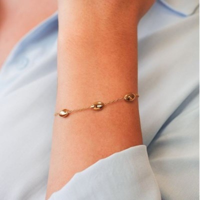 Bracciale placcato oro giallo con 3 chicchi di riso [75a8620e]