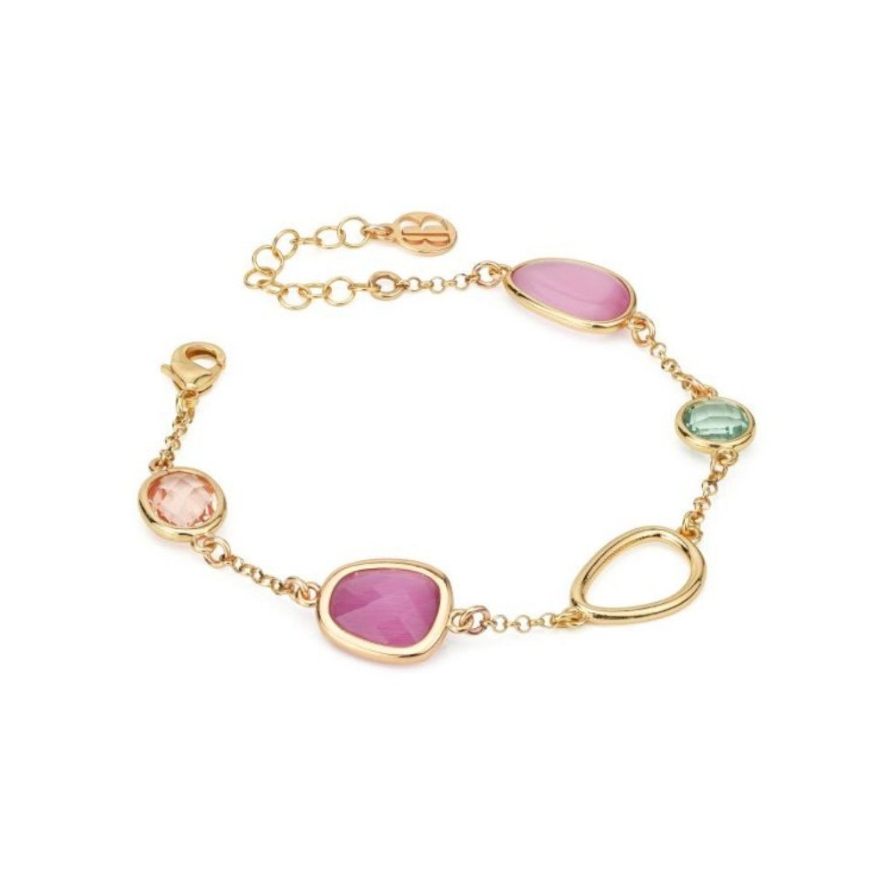 Bracciale placcato oro giallo con cristalli rosa shocking, peach, rosa e verde acqua [ea7f84f0]