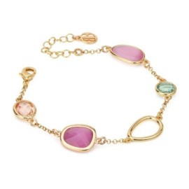 Bracciale placcato oro giallo con cristalli rosa shocking, peach, rosa e verde acqua [ea7f84f0]