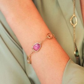 Bracciale placcato oro giallo con cristalli rosa shocking, peach, rosa e verde acqua [ea7f84f0]