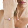 Bracciale placcato oro giallo con doppia catena e cristallo grande rosa baby [d44bb89d]