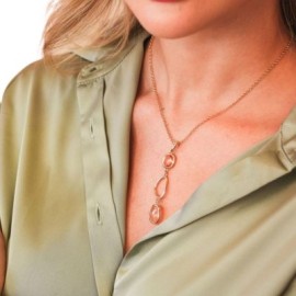 Girocollo placcata oro giallo con cristalli pendenti di colore peach e arancio [ea24bc43]